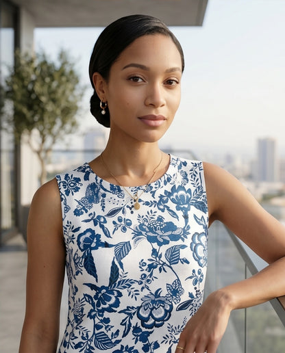 Floral Border Shift Mini Dress