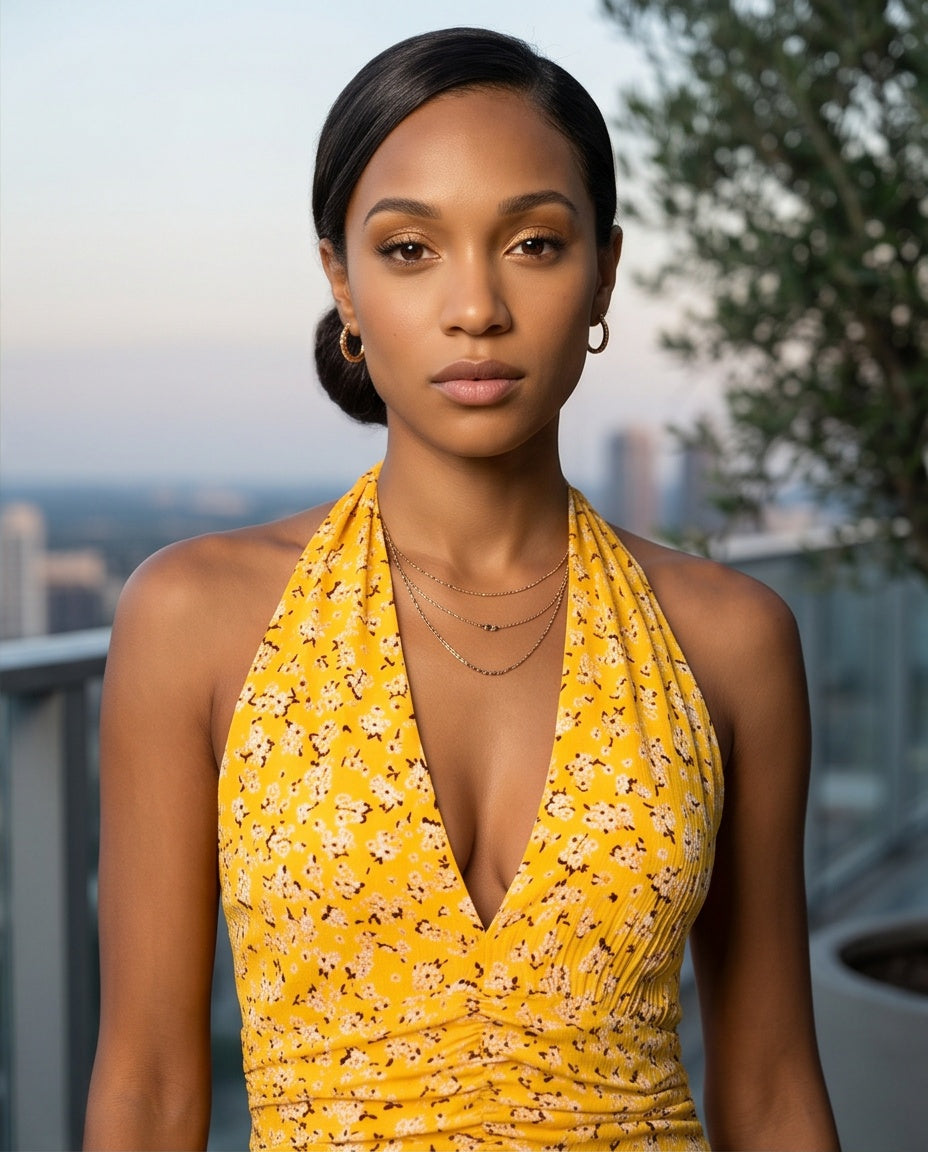 Ditsy Floral Halter Midi Dress