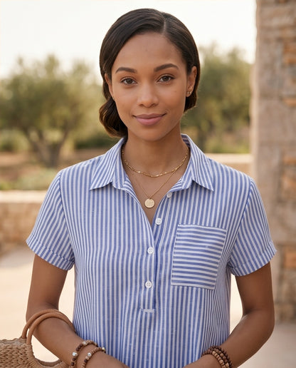 Striped Collared Shift Dress