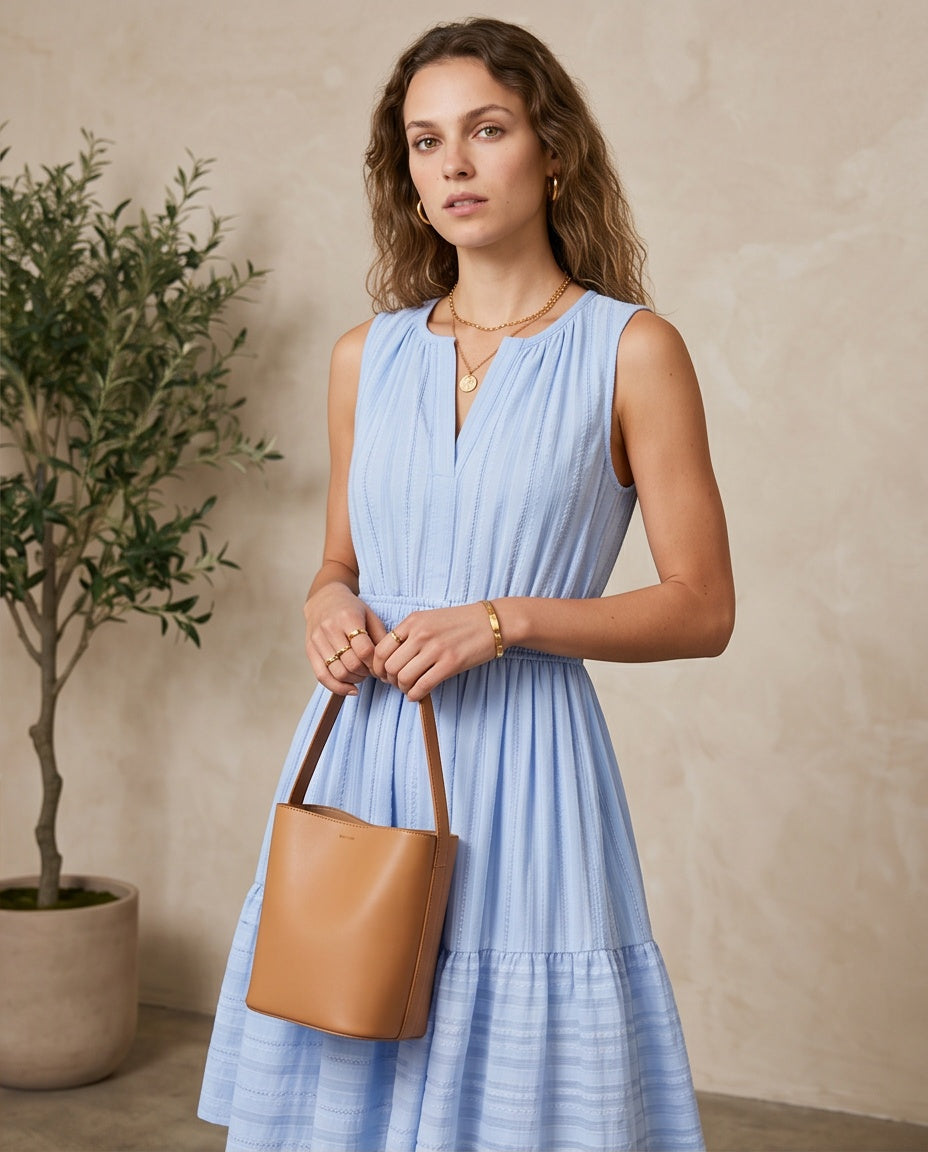 Textured Smocked Tiered Mini Dress