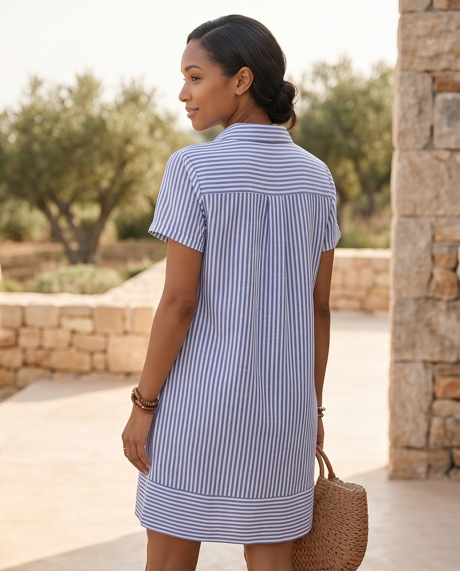 Striped Collared Shift Dress