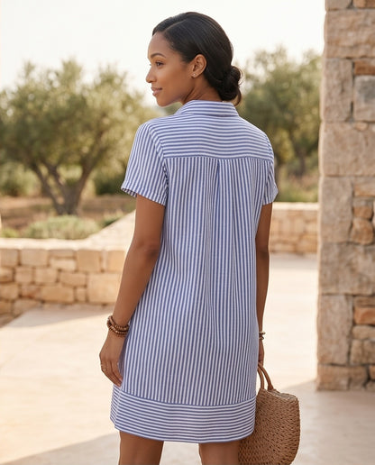 Striped Collared Shift Dress